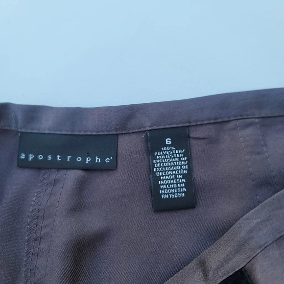 NWOT Apostrophe Women's Brown A-Line Geo Print Skirt Velvet Trim Zip Size 6 - Picture 9 of 11